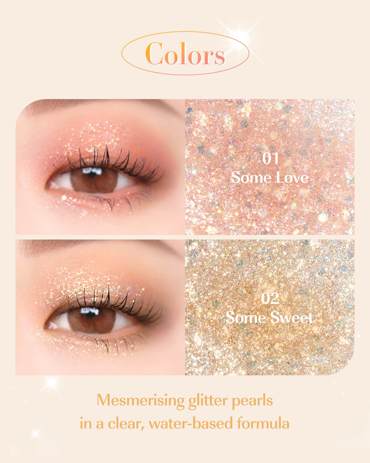 AMTS Webtoon True Beauty - 02 Some Sweet Glitter | Liquid Pink Gold Chunky Glitter Eyeshadow | Highlighter, K-Drama Korean Makeup, Highly Pigmented, Long Lasting Shimmer (Some Sweet)