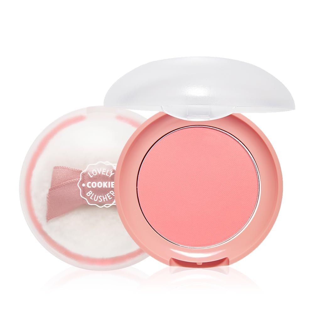 ETUDE Lovely Cookie Blusher - Sweet Coral Candy 4G | Glowing & Natural Powder Blush with Long-Lasting Sebum Control | Easy Application | Korean Makeup, Kbeauty, Perfect for Gift