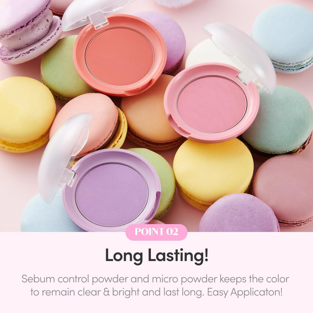 ETUDE Lovely Cookie Blusher - Sweet Coral Candy 4G | Glowing & Natural Powder Blush with Long-Lasting Sebum Control | Easy Application | Korean Makeup, Kbeauty, Perfect for Gift