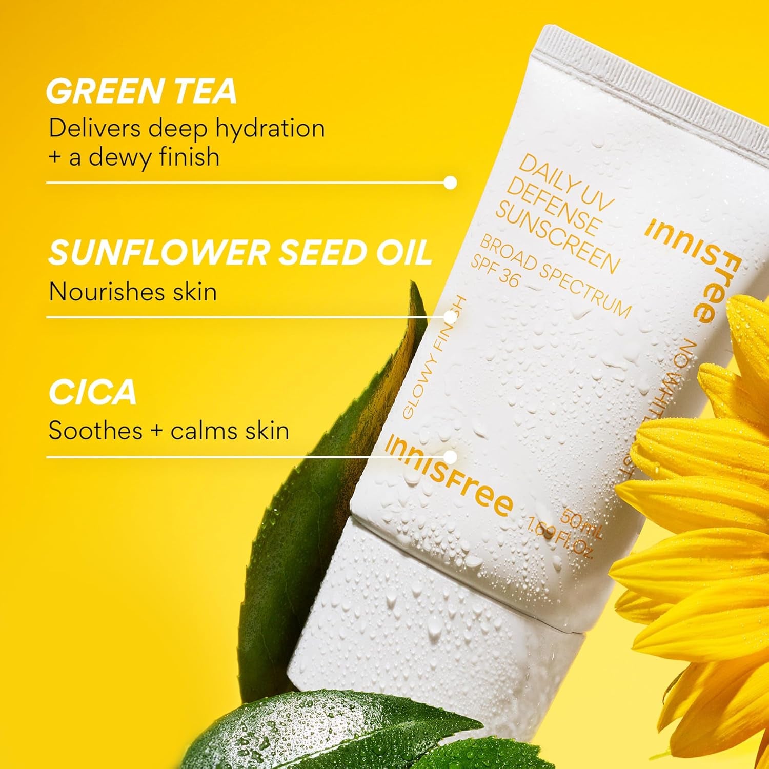 Innisfree Daily UV Defense Sunscreen Broad Spectrum SPF 36, Invisible Korean Sunscreen for Face with No White Cast